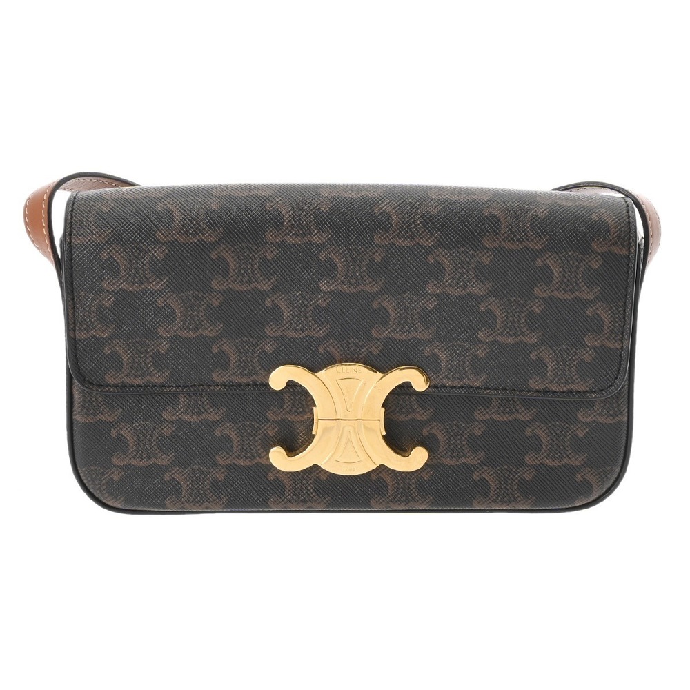 Celine Triomphe Logo Shoulder Bag Tan